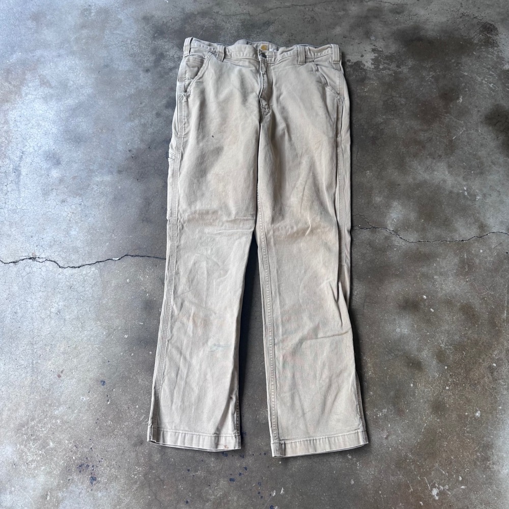 Carhartt Work Pants Mens 36x32 Tan Good Relaxed Fit Rugged Flex Canvas 102291